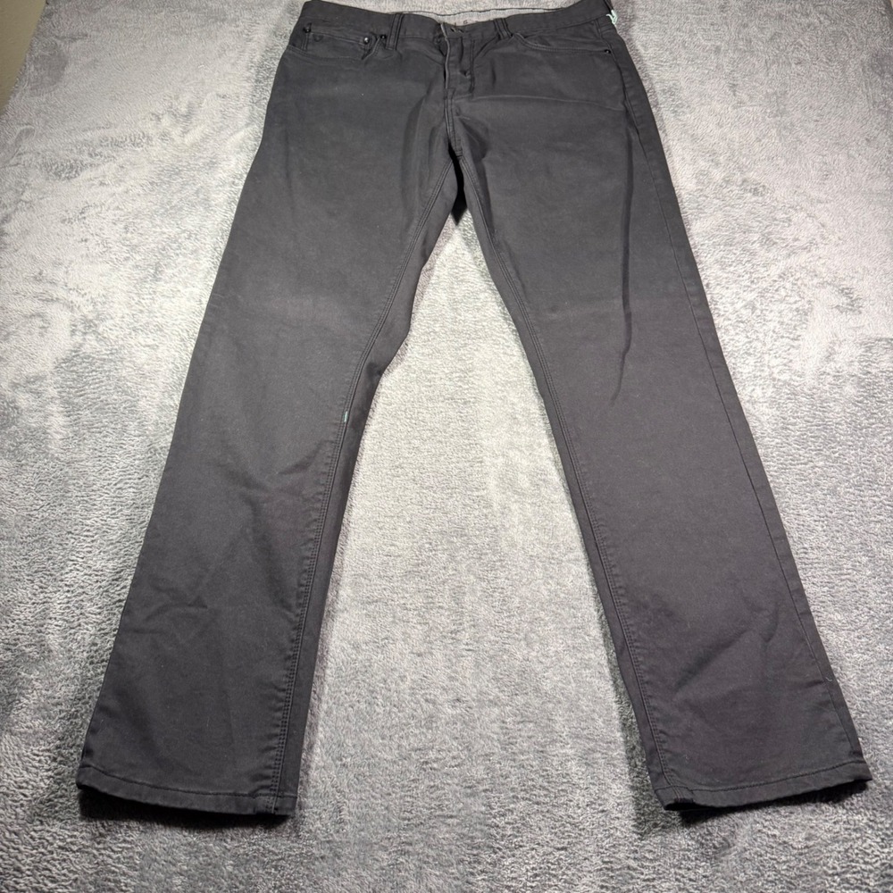 Vissla Profile Slim Fit Chino Pants Mens 34 Charcoal Black 5-Pocket Surf Casual